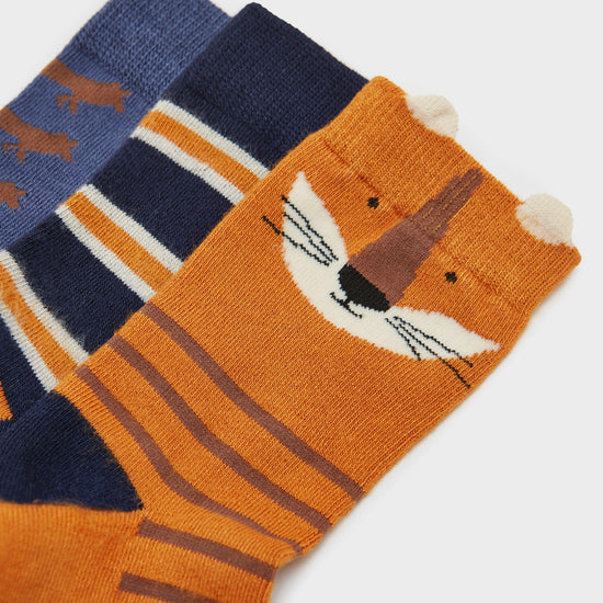 Kids Eat Feet 3 Pack Socks Orange/Navy