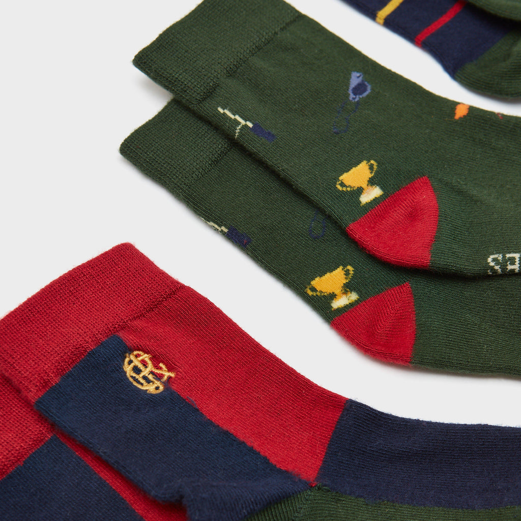 Kids Eat Feet 3 Pack Socks Multi Green