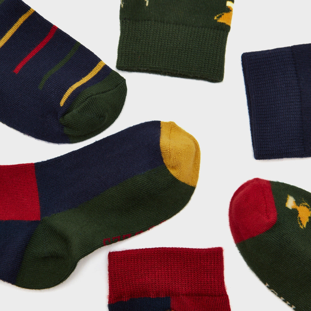 Kids Eat Feet 3 Pack Socks Multi Green