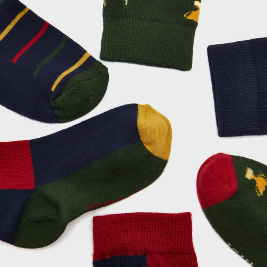 Kids Eat Feet 3 Pack Socks Multi Green