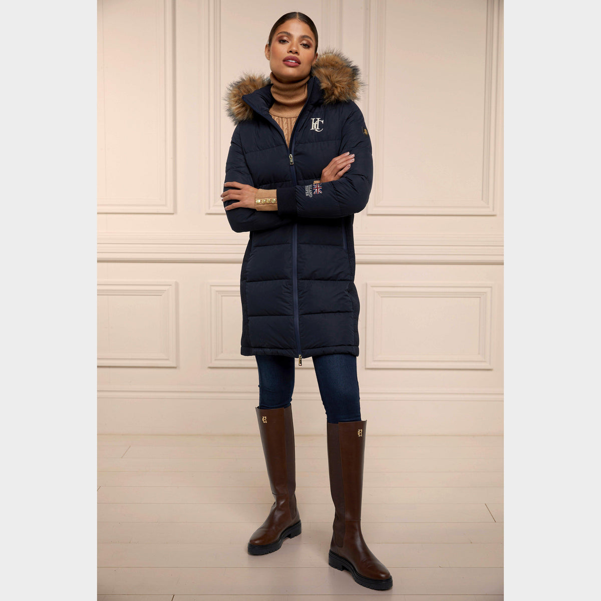 Womens Team Padded Coat Ink Navy