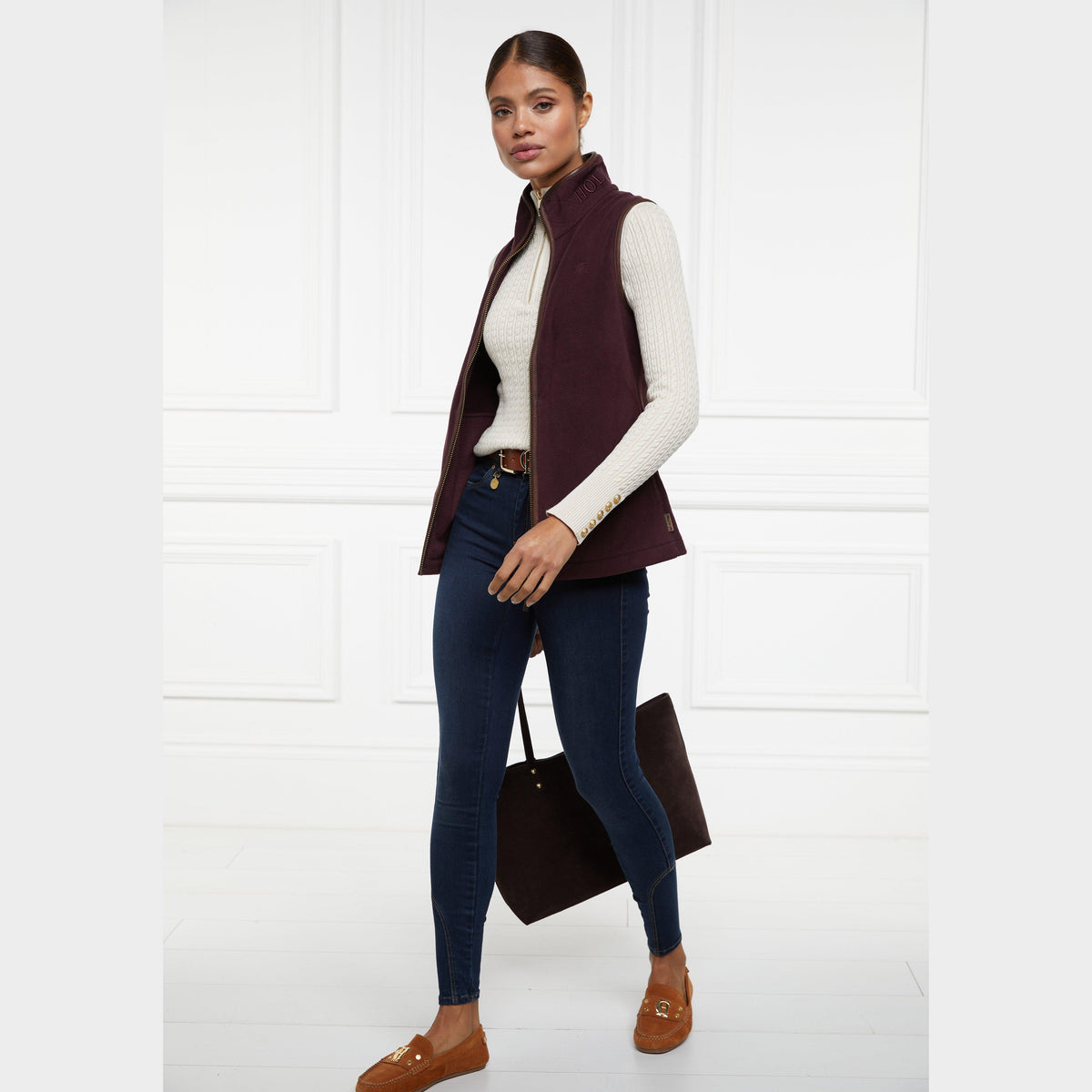 Womens Country Fleece Gilet Mulberry