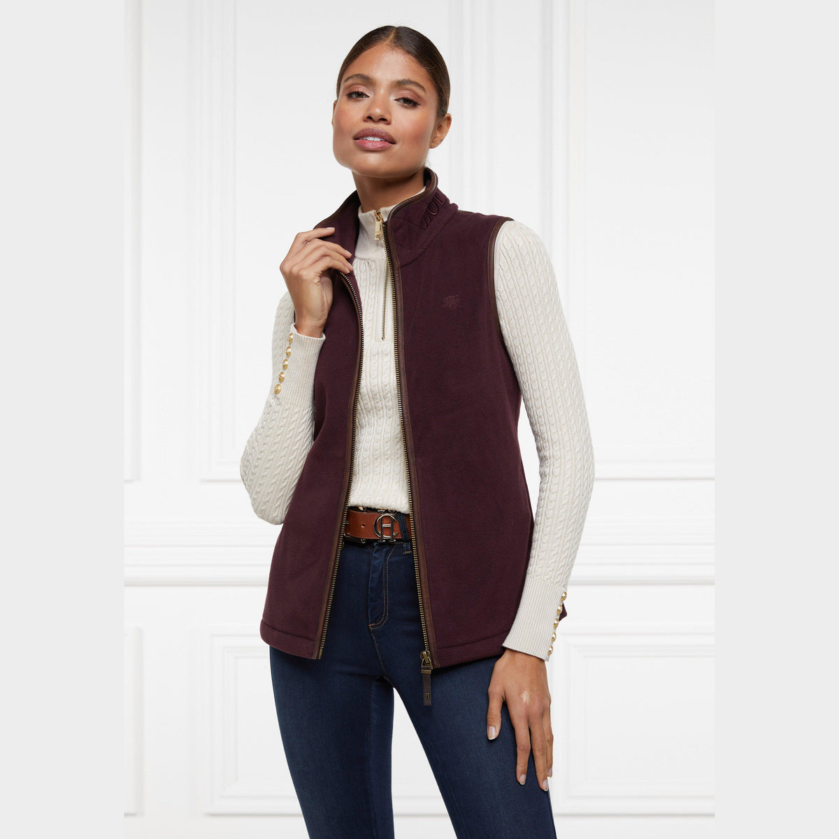 Womens Country Fleece Gilet Mulberry