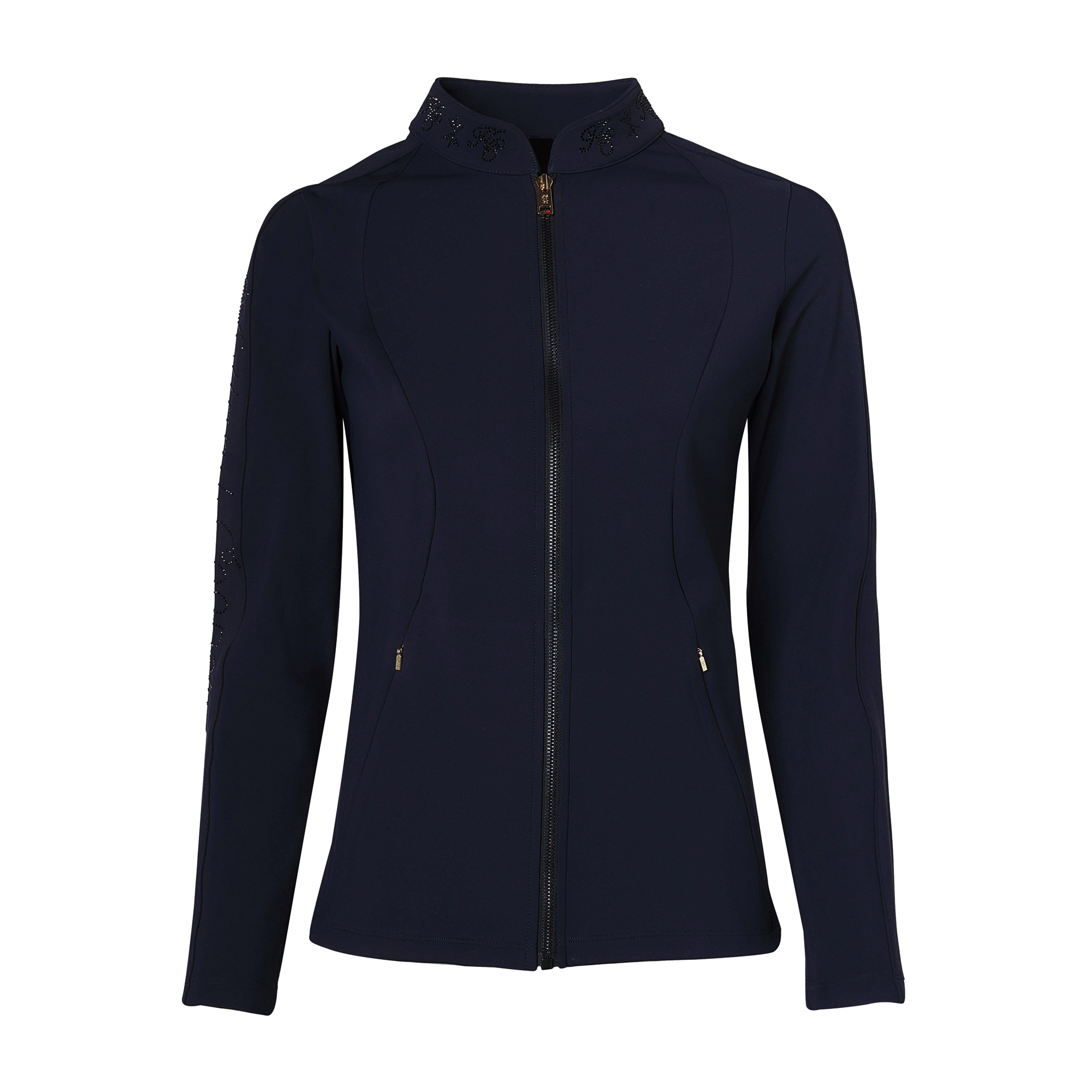 Womens Crystal Zip Sweater Ink Navy