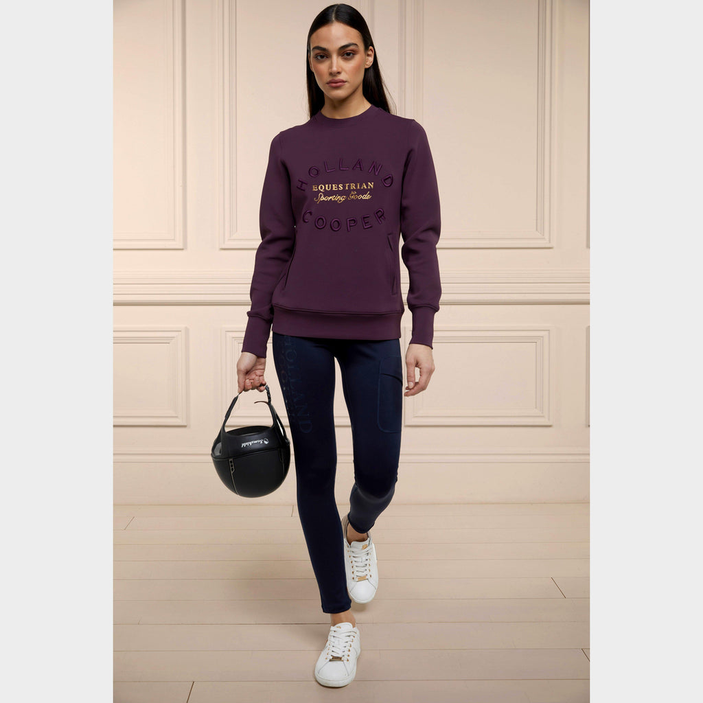 Womens Crystal Crew Neck Sweater Aubergine