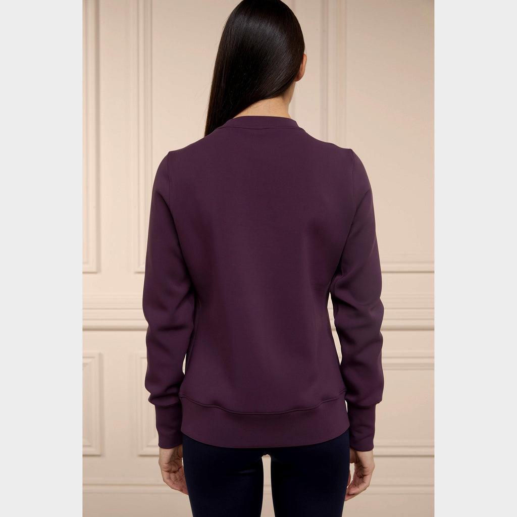 Womens Crystal Crew Neck Sweater Aubergine