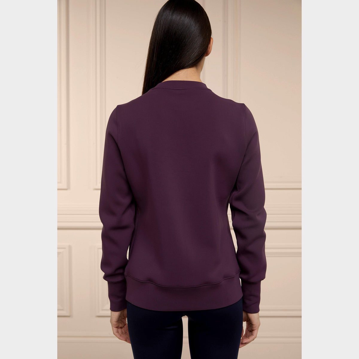Womens Crystal Crew Neck Sweater Aubergine