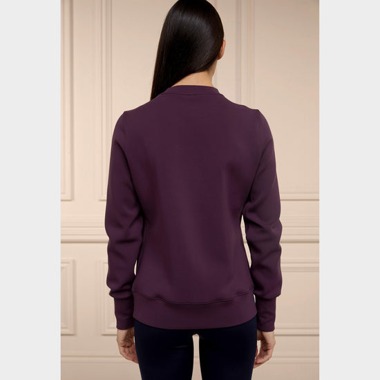 Womens Crystal Crew Neck Sweater Aubergine