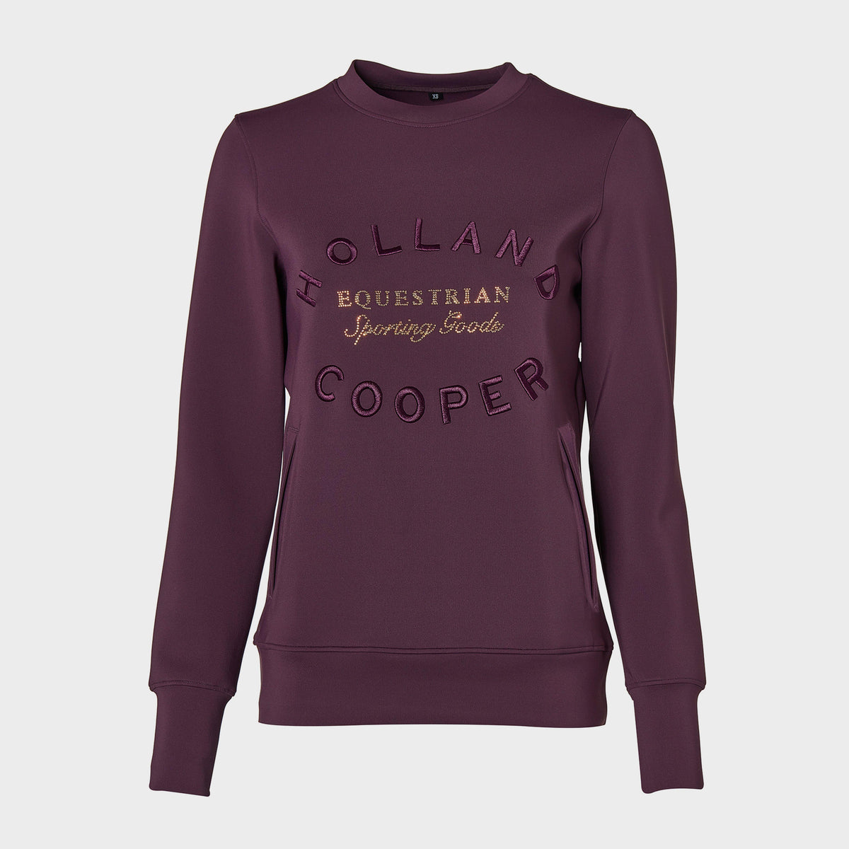 Womens Crystal Crew Neck Sweater Aubergine