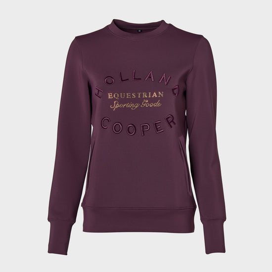 Womens Crystal Crew Neck Sweater Aubergine