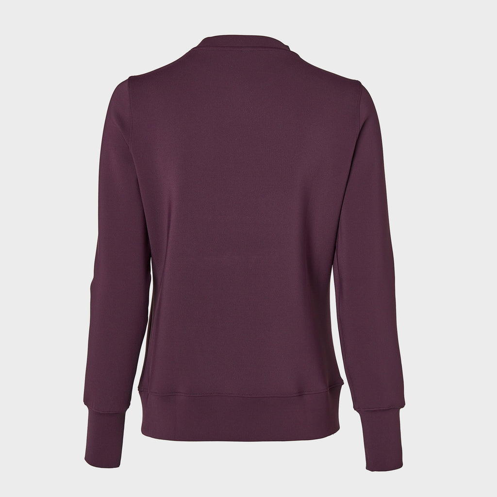 Womens Crystal Crew Neck Sweater Aubergine