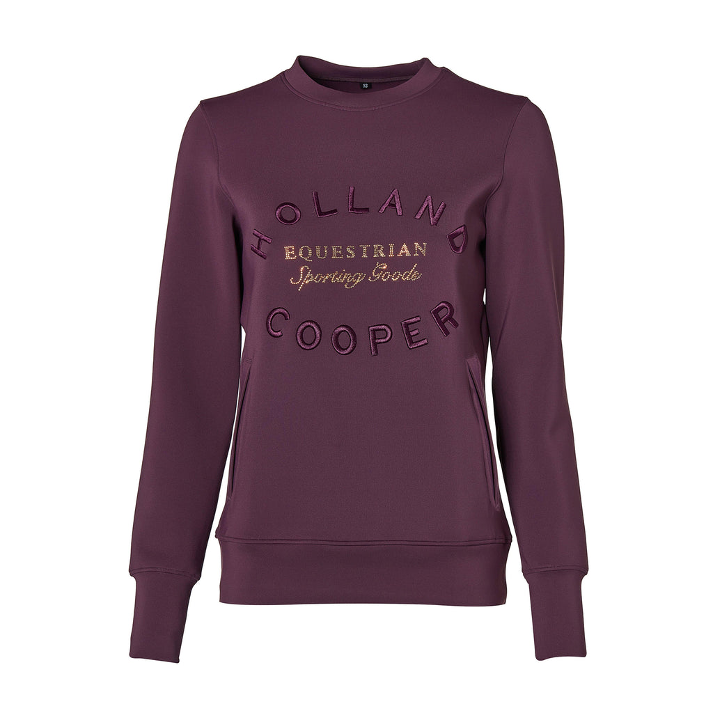 Womens Crystal Crew Neck Sweater Aubergine