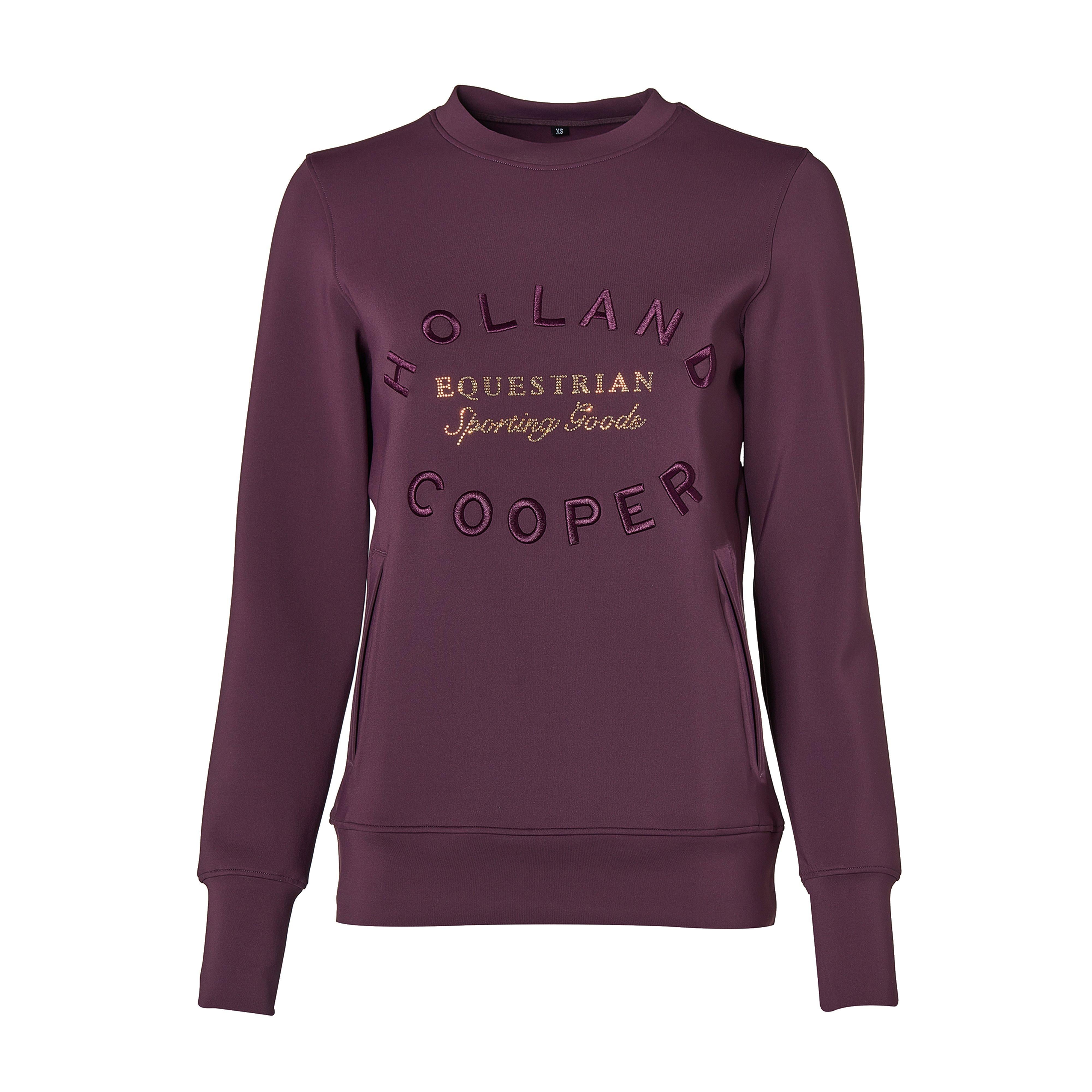 Womens Crystal Crew Neck Sweater Aubergine