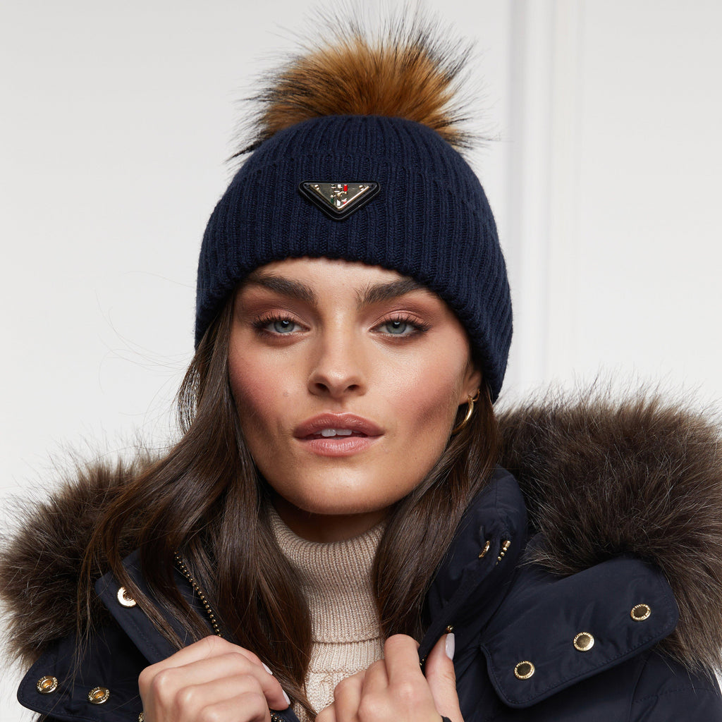 Womens Burghley Bobble Hat Ink Navy