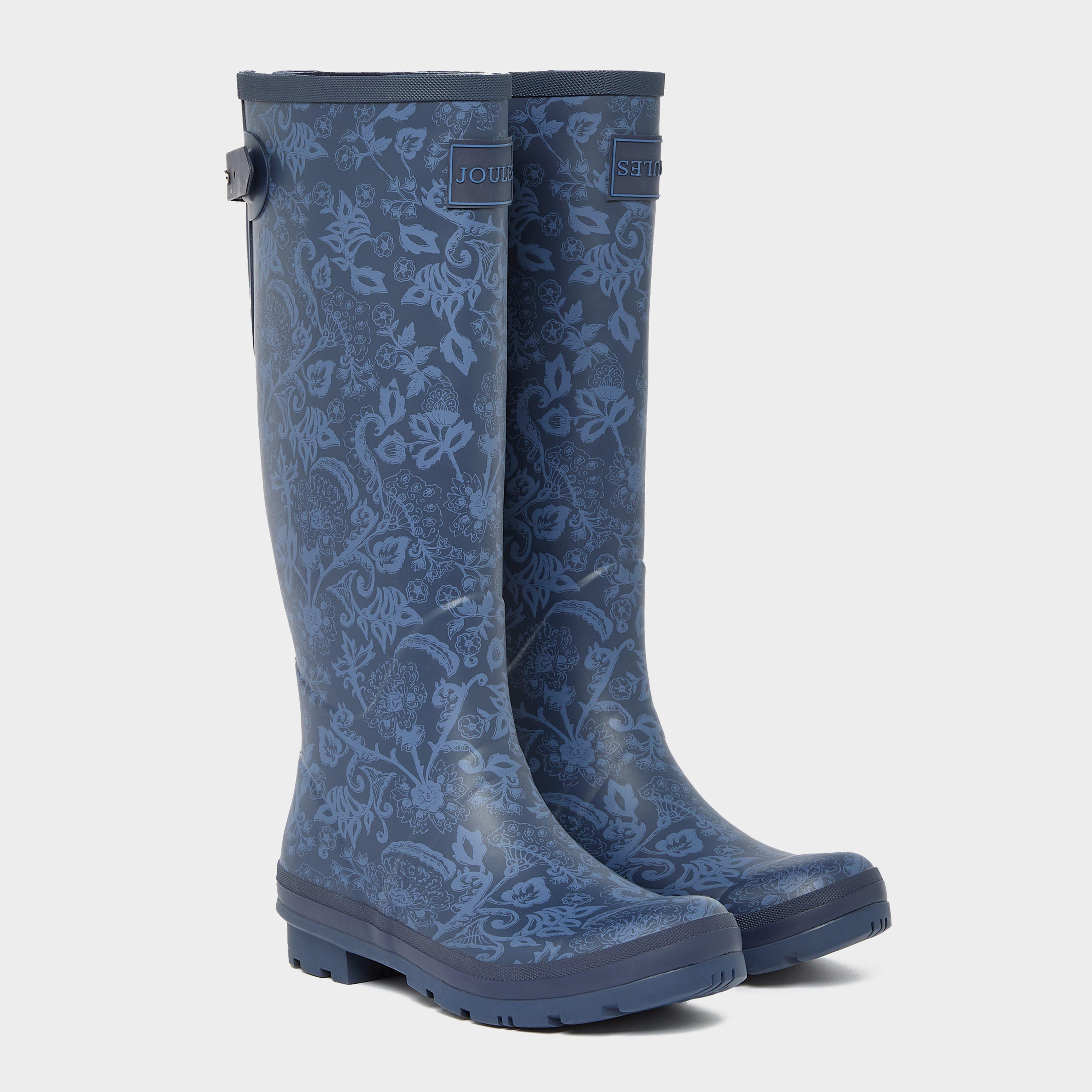 Womens Printed Adjustable Tall Wellies Navy