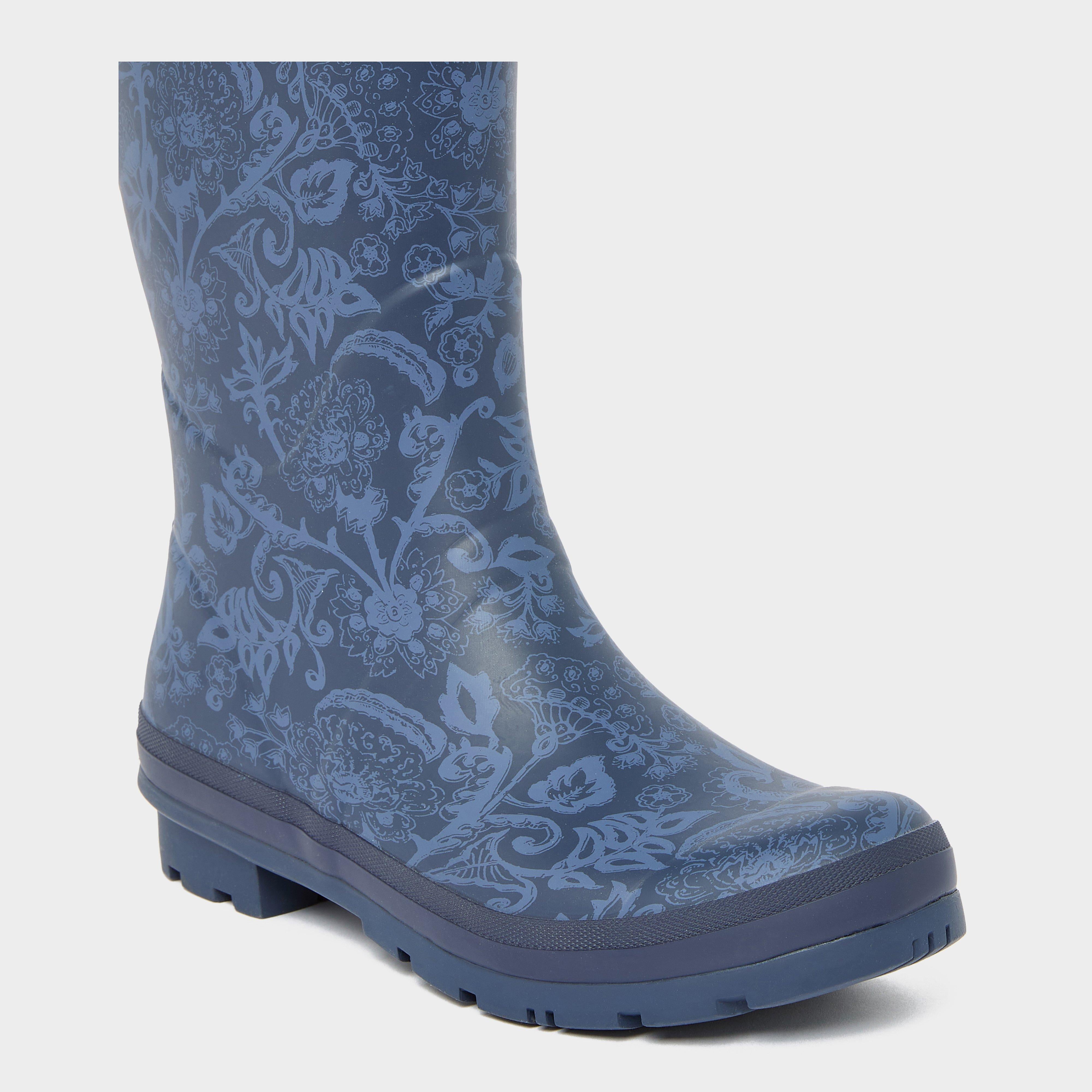 Womens Printed Adjustable Tall Wellies Navy