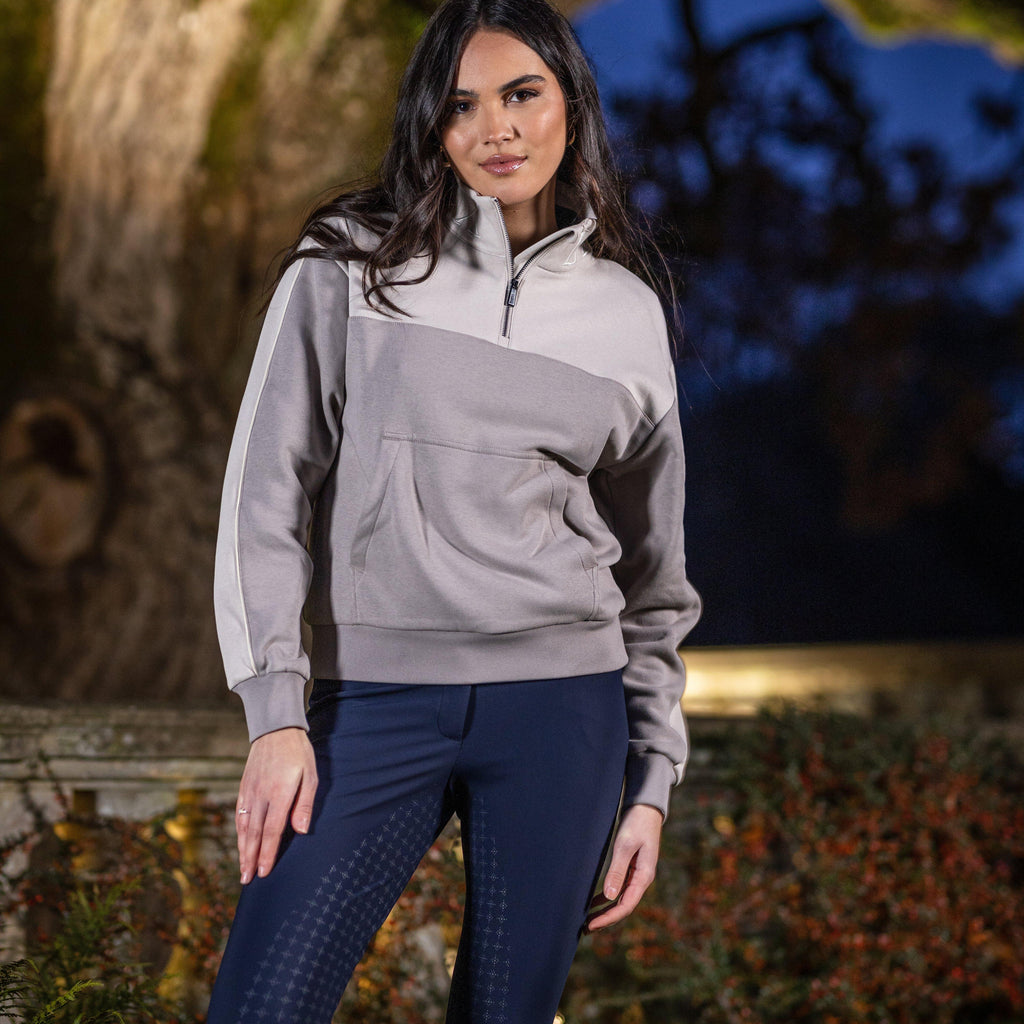 Womens Kali Quarter Zip Sweat Ash/Stone