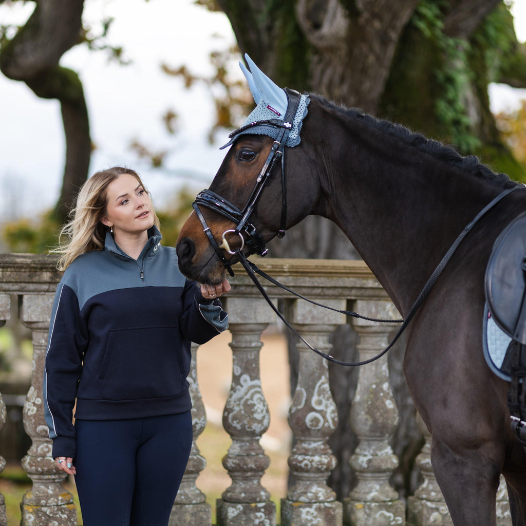 Womens Kali Quarter Zip Sweat Navy/Petrol