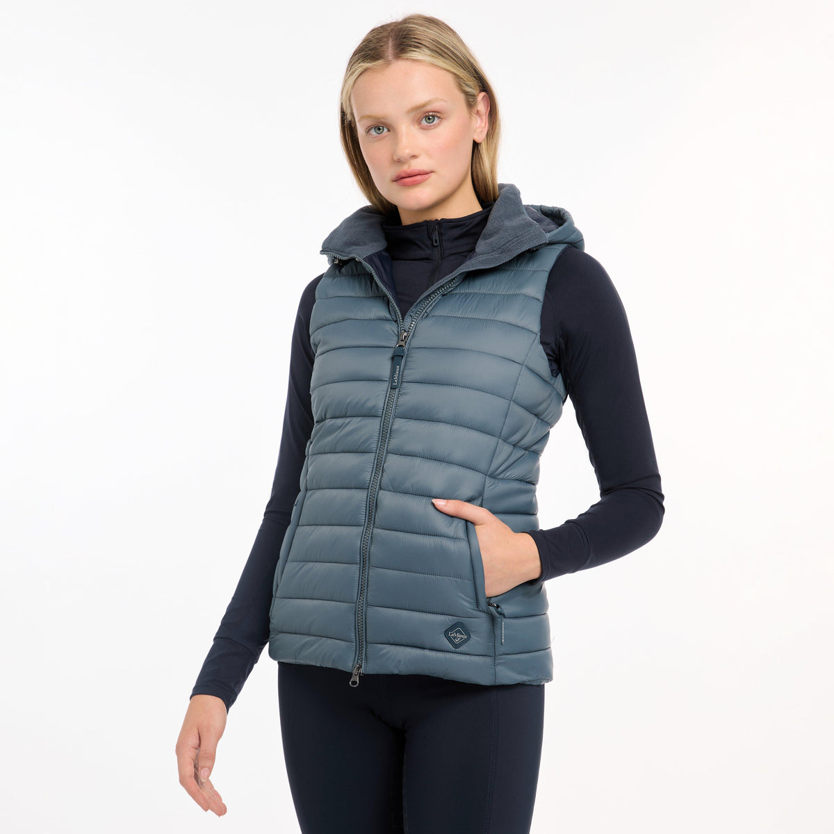 Womens Tilly Hooded Puffer Gilet Petrol
