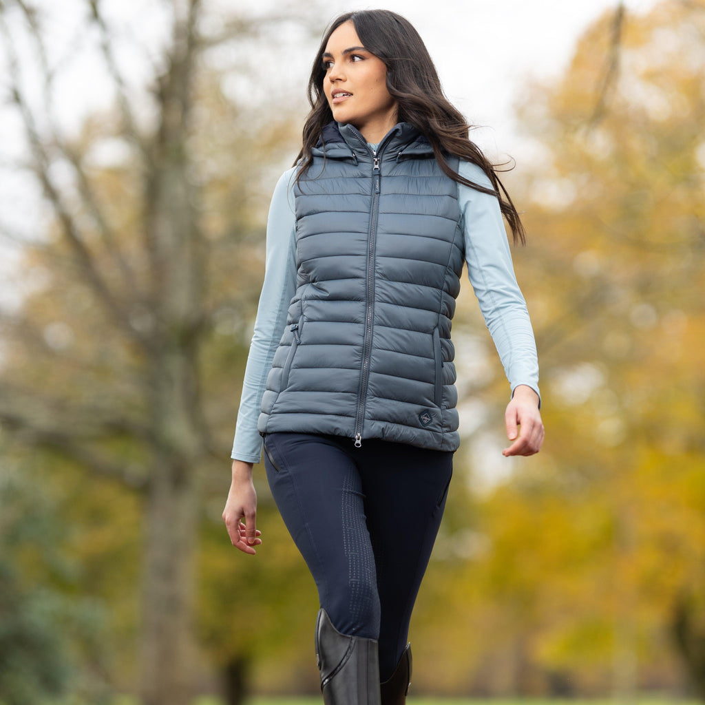 Womens Tilly Hooded Puffer Gilet Petrol