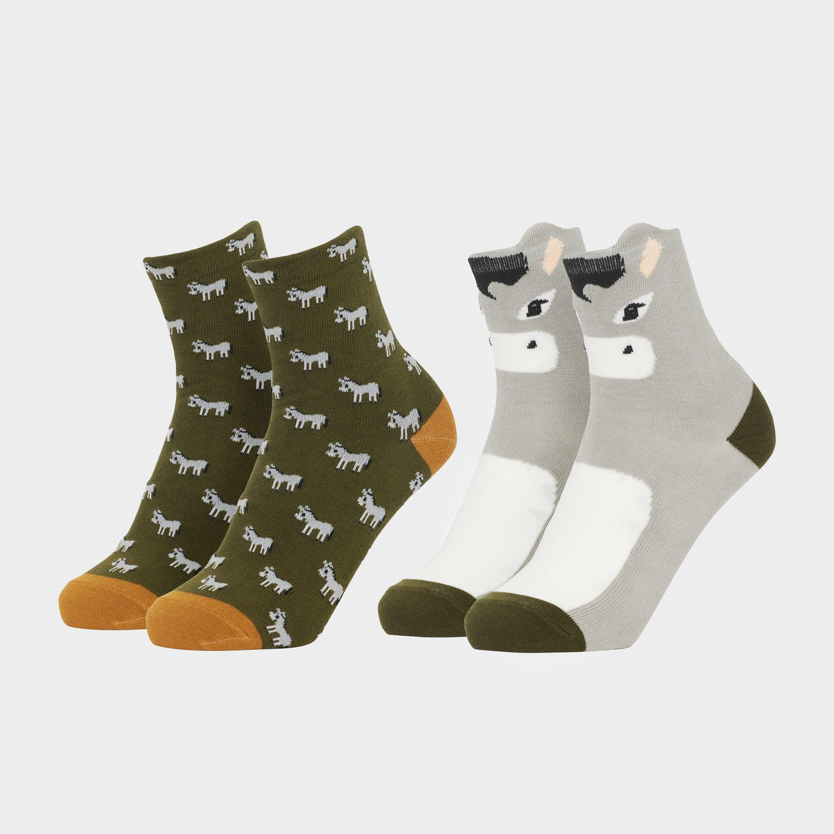 Kids Mini Character Socks 2 Pack Donkey