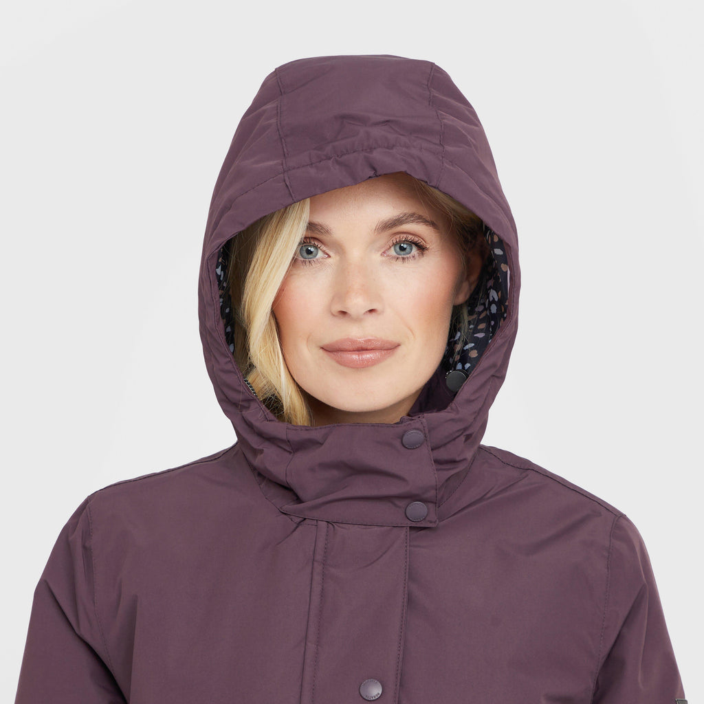 Womens Mireya Waterproof Insulated Jacket Deep Plum Spot Print