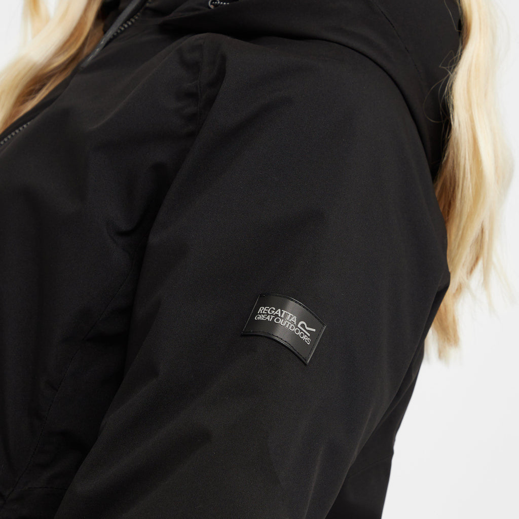 Womens Reeah Waterproof Insulated Jacket Black Warm Taupe