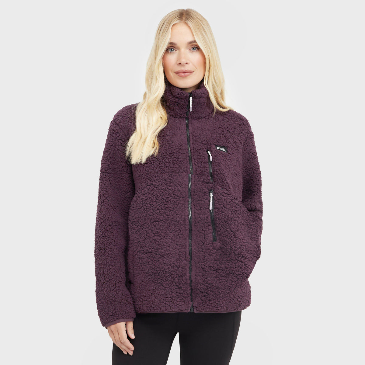 Womens Ria Fluffy Full Zip Fleece Deep Plum