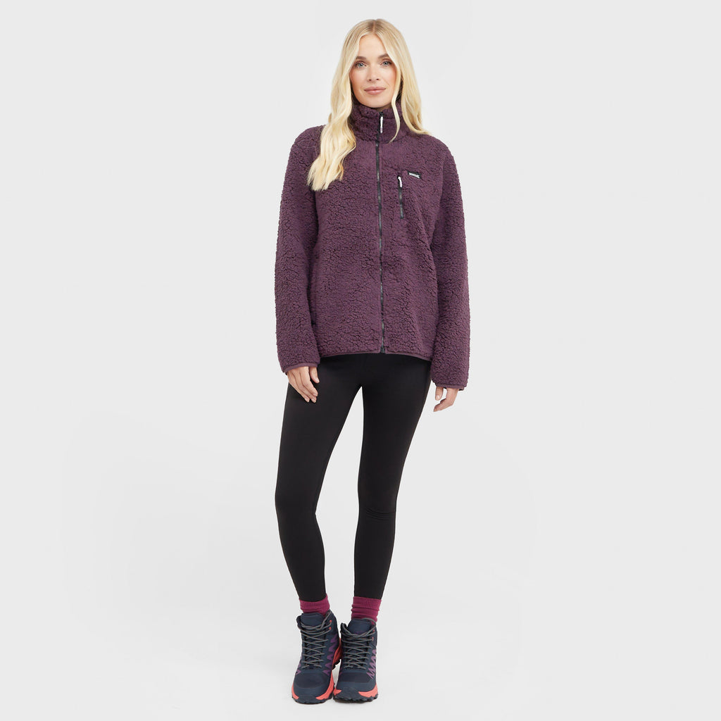 Womens Ria Fluffy Full Zip Fleece Deep Plum