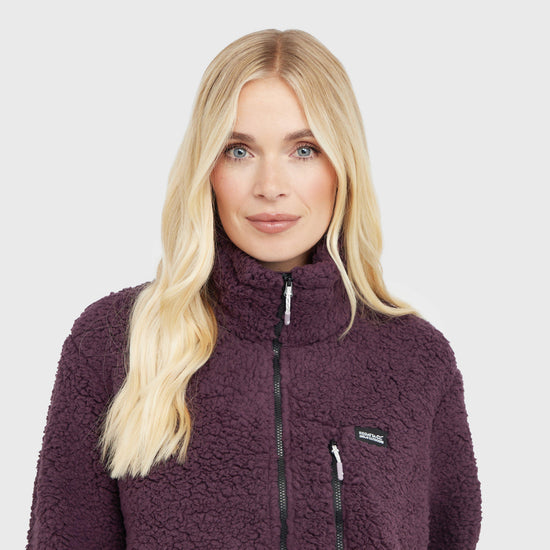 Womens Ria Fluffy Full Zip Fleece Deep Plum