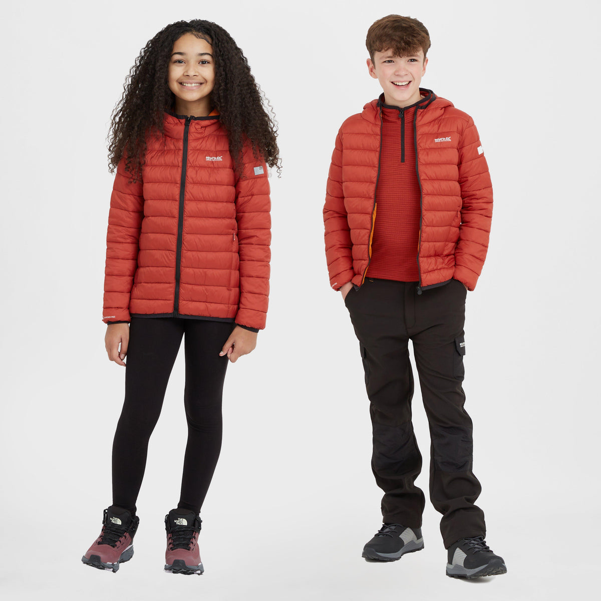 Kids Hooded Marizion Baffled Jacket Red Ochre Fox