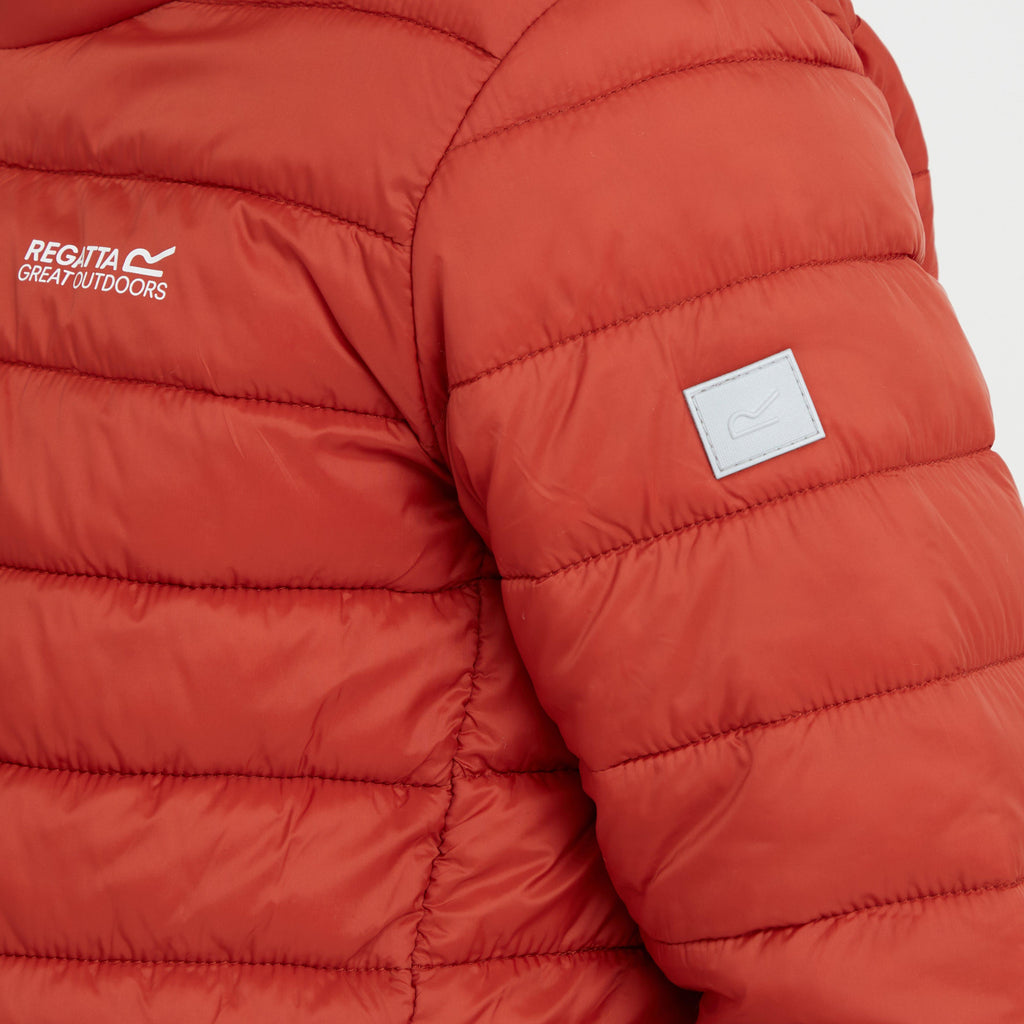 Kids Hooded Marizion Baffled Jacket Red Ochre Fox