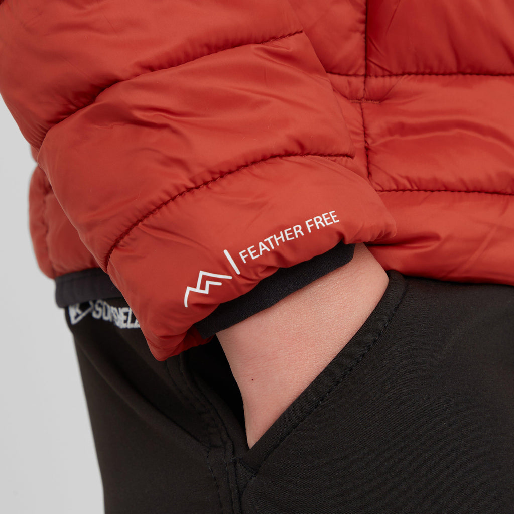 Kids Hooded Marizion Baffled Jacket Red Ochre Fox