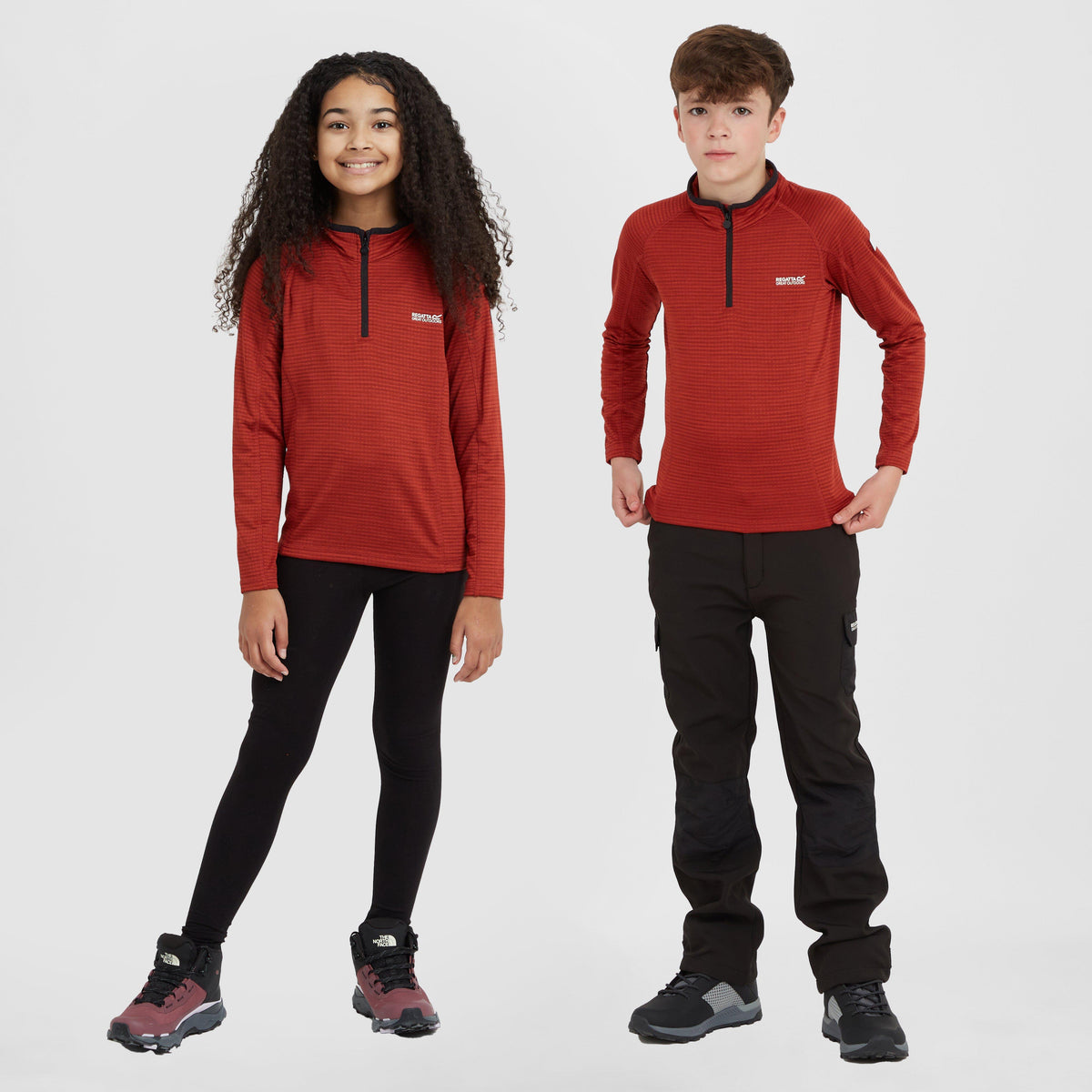 Kids Berley Half Zip Top Red Ochre Black