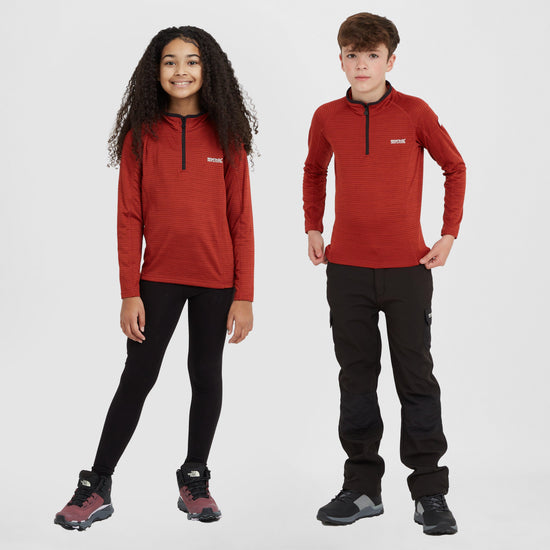 Kids Berley Half Zip Top Red Ochre Black