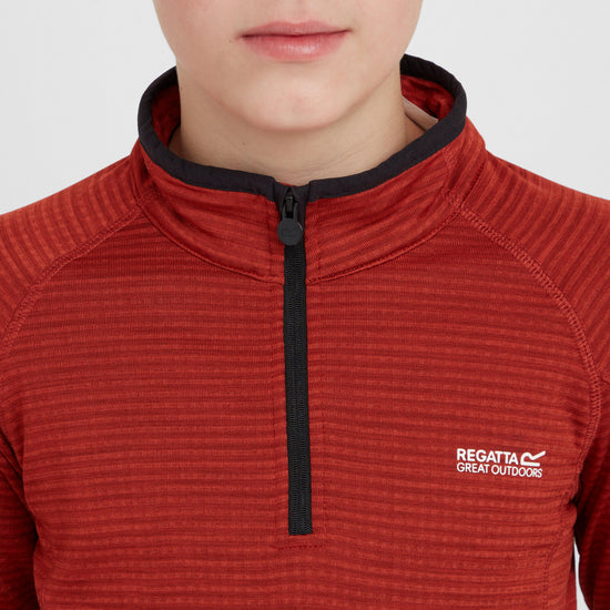 Kids Berley Half Zip Top Red Ochre Black