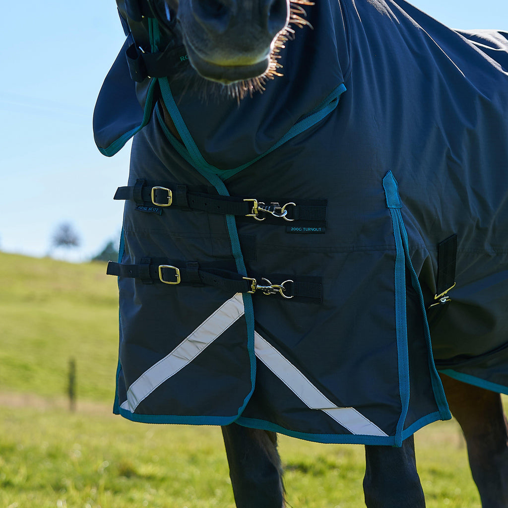 Original 200g Mediumweight Combo Neck Turnout Rug Black/Ocean
