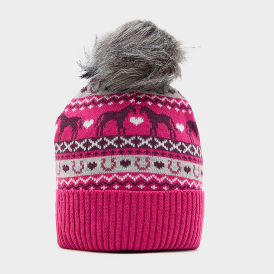 Kids Fika Fairisle Pom Hat Pink