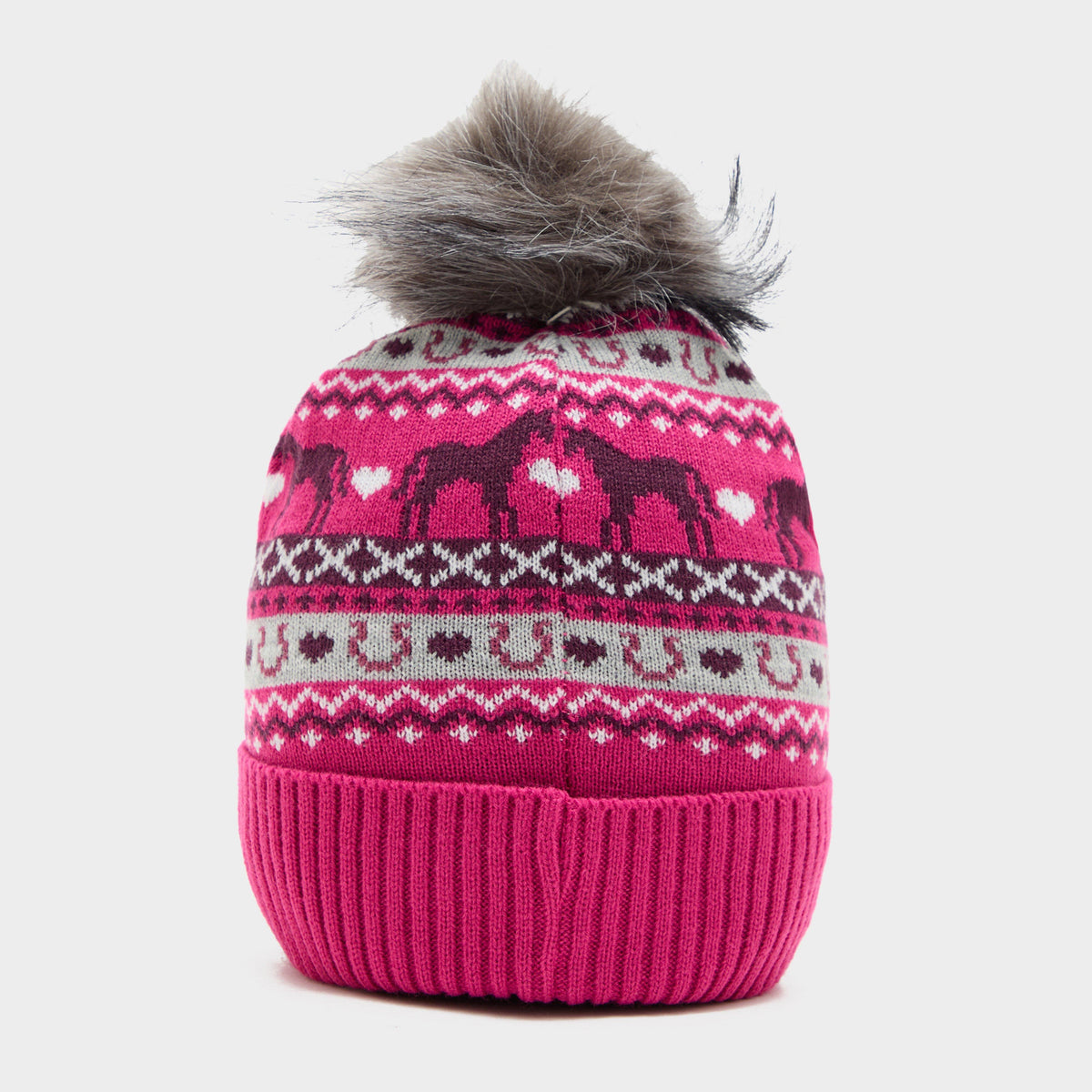 Kids Fika Fairisle Pom Hat Pink