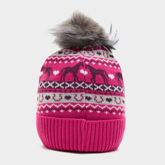 Kids Fika Fairisle Pom Hat Pink