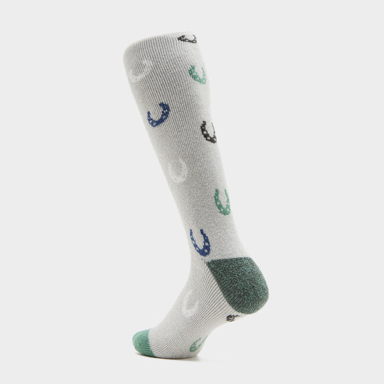 Womens Fontwell Socks Grey Horseshoes