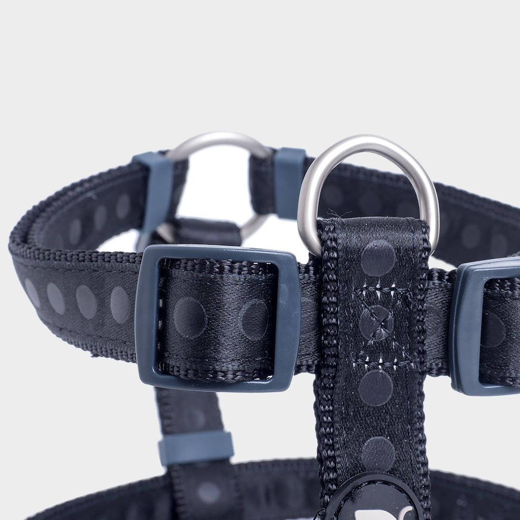 Tonal Dots Dog Harness Black M