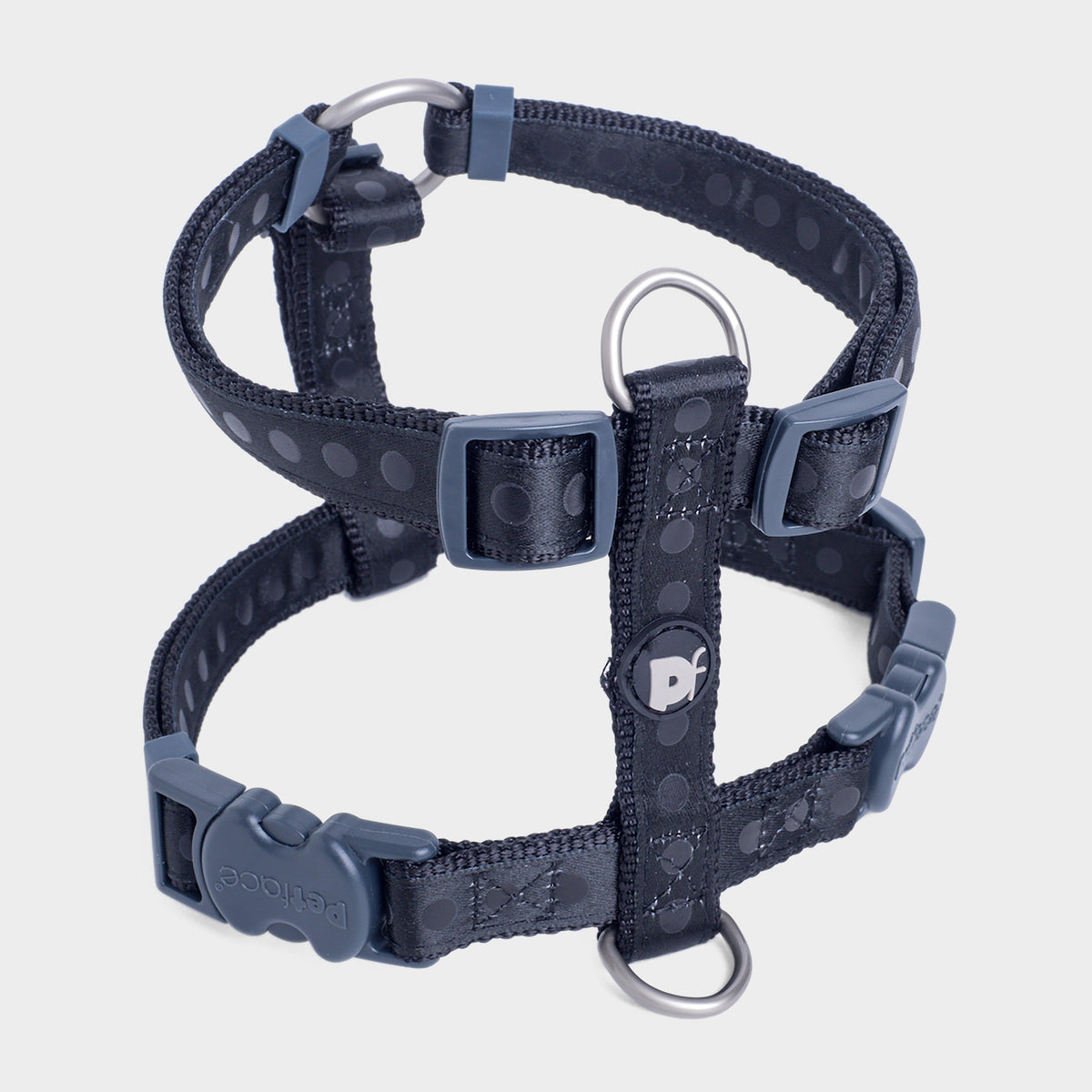 Tonal Dots Dog Harness Black L