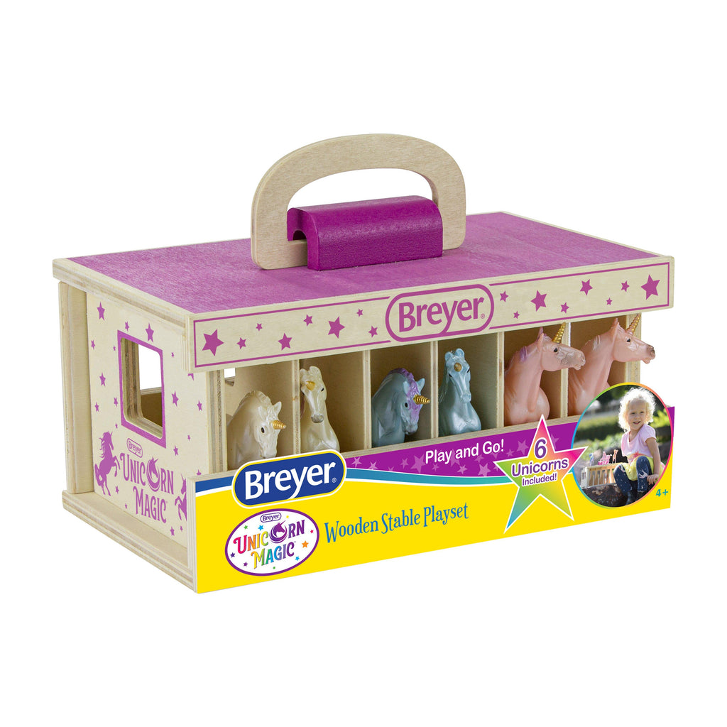 Unicorn Magic Wood Carry Stable With 6 Unicorns
