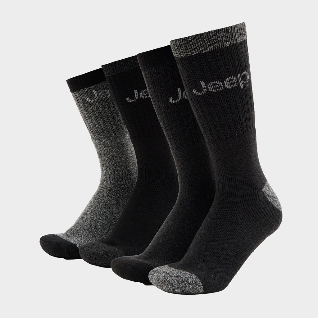 Mens Performance Boot Socks 4 Pack Black