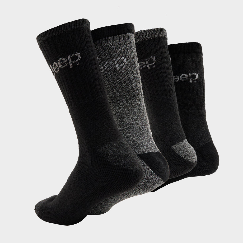 Mens Performance Boot Socks 4 Pack Black