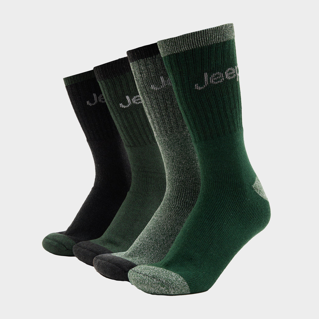 Mens Performance Boot Socks 4 Pack Green
