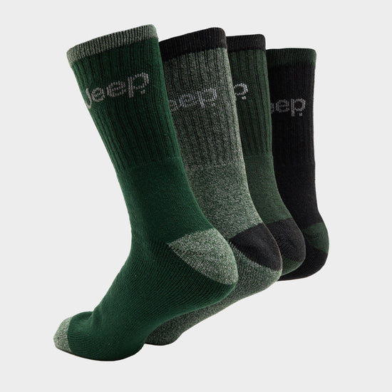 Mens Performance Boot Socks 4 Pack Green