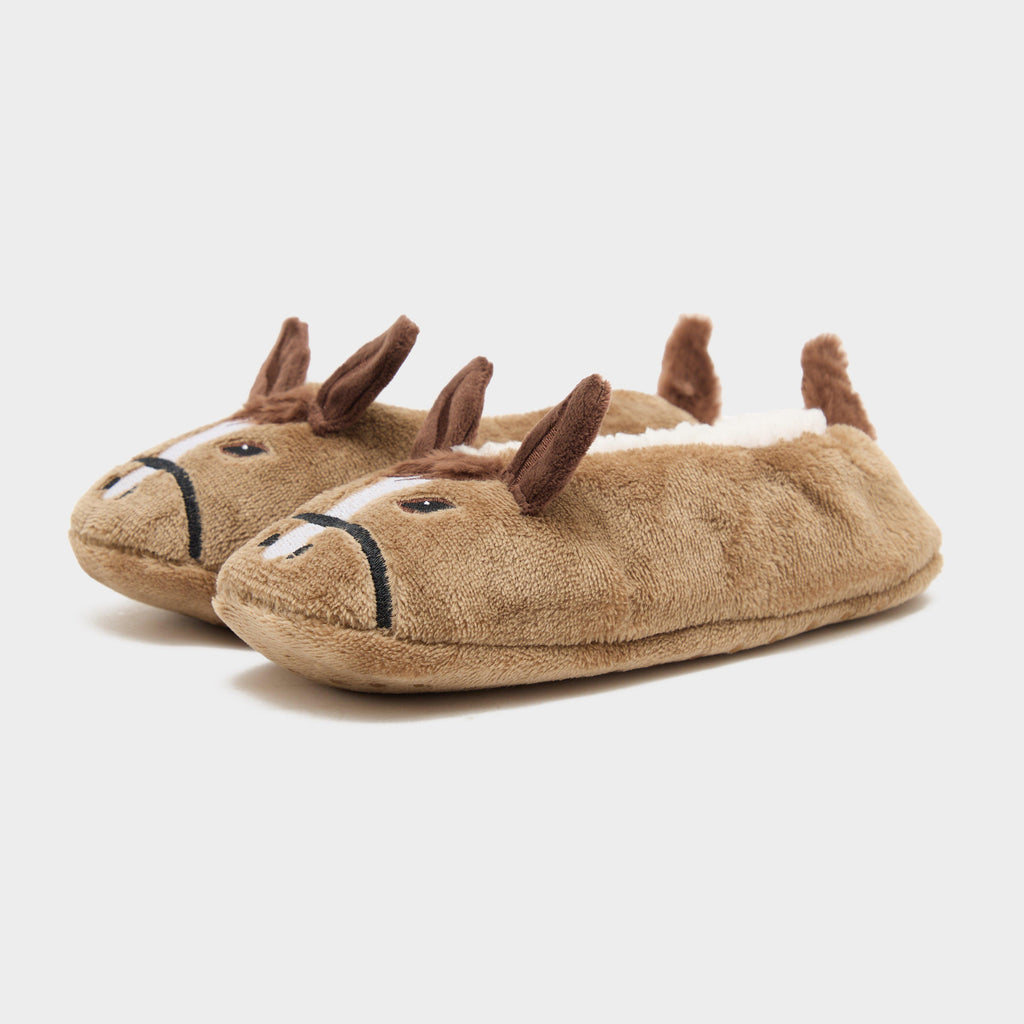 Kids Wild Feet Fluffy Footsie Slippers Horse