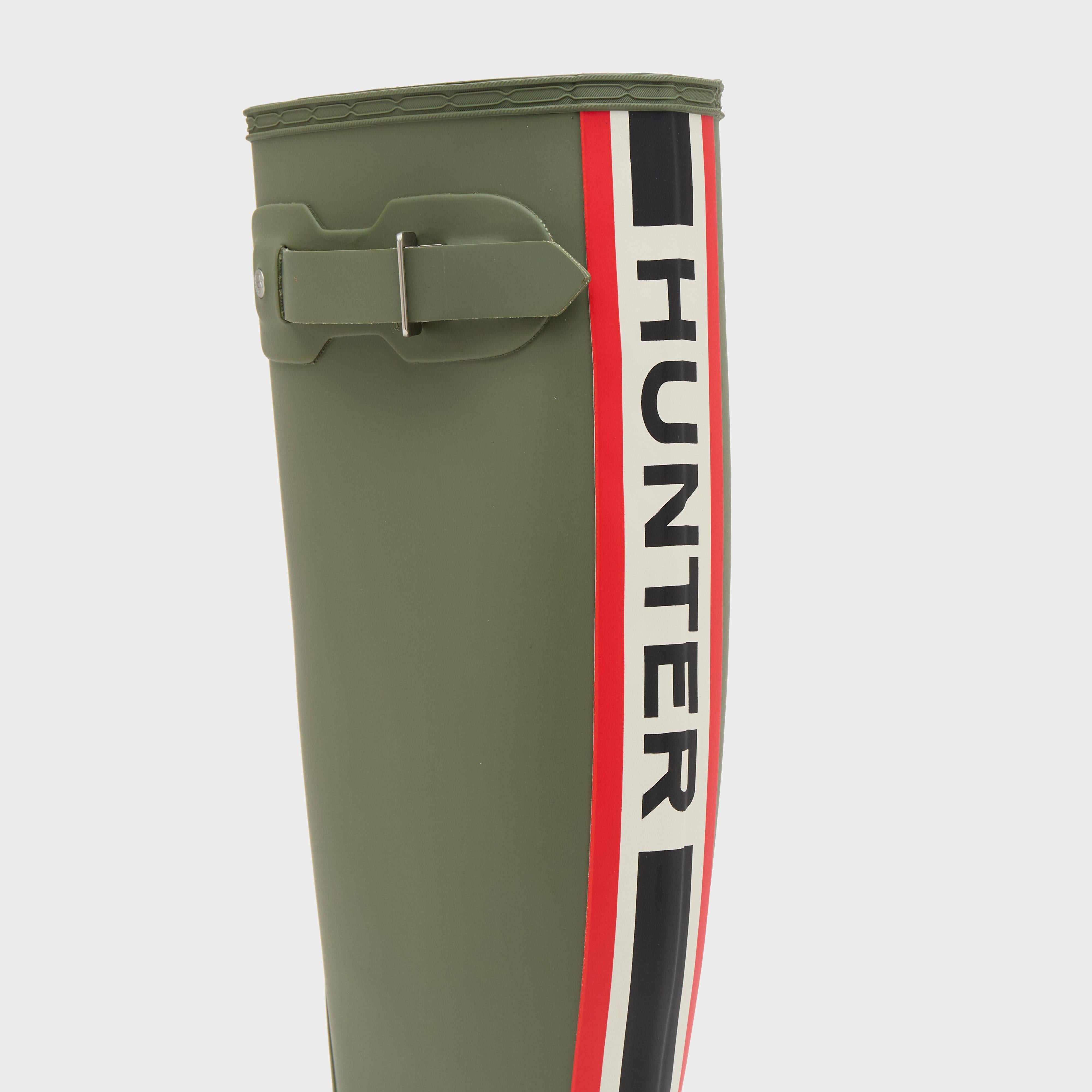 Womens Original Tall Tri Colour Logo Backstrap Boots Green